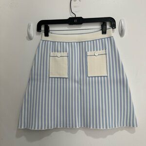 Sandro Striped Blue & Cream A-Line Skirt
